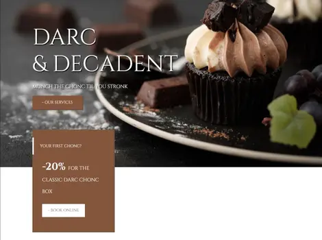 Dark chocolate dessert shop website